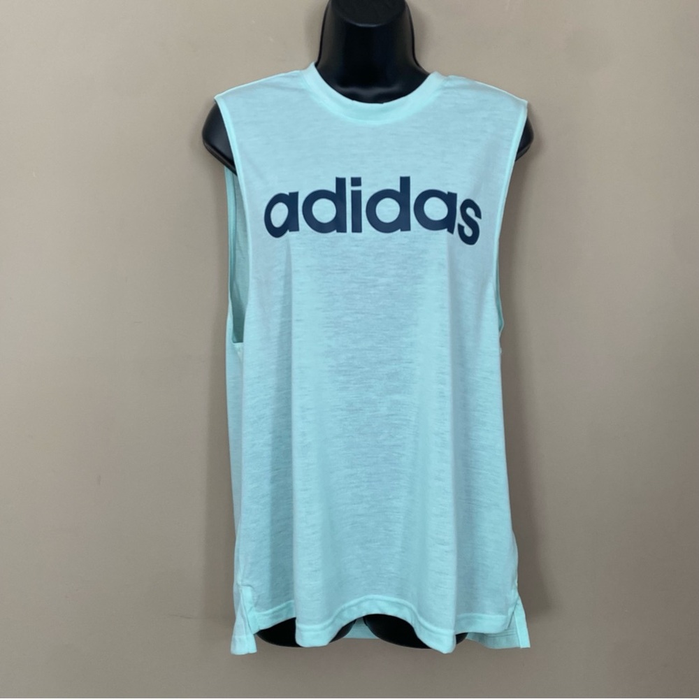 NEW Adidas Aqua Sleeveless Top with Navy Logo